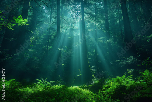 rays of light in the forest