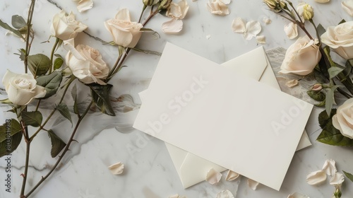 Announce your joyous event with a luxury wedding invitation featuring a simple and minimalist style, template sharpened for greeting cards with copy space on center