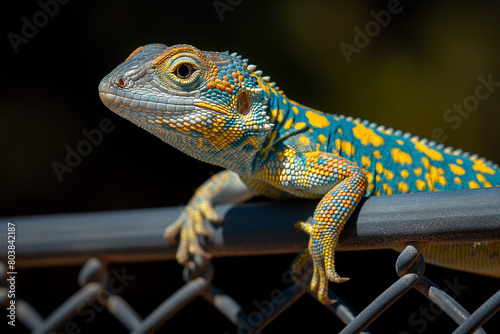 green lizard  on the fence
