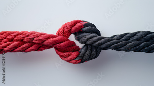 A close-up image showcasing two intertwined ropes, generative Ai