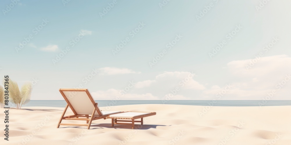 Beach chair on the sandy beach.