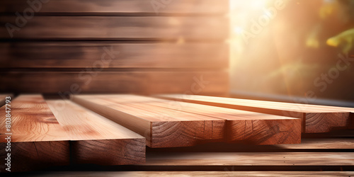Many wooden boards for construction architecture design sunlight background  © Abdullah