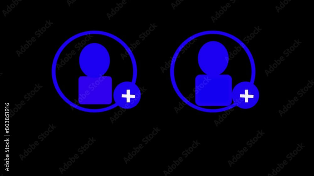 New account create icon,invention simple design add concept animation. People icon animated line on background with blue color on a black background. New account create icon,invention simple design add concept animation. People icon animated line on background with blue color on a black background.