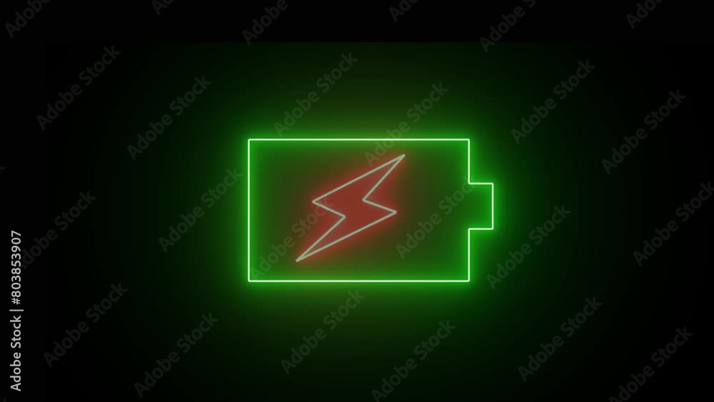 Neon glowing battery charging icon. neon battery icon green and red color Battery Status Sign with black background. Neon glowing battery charging icon. neon battery icon green and red color Battery Status Sign with black background.