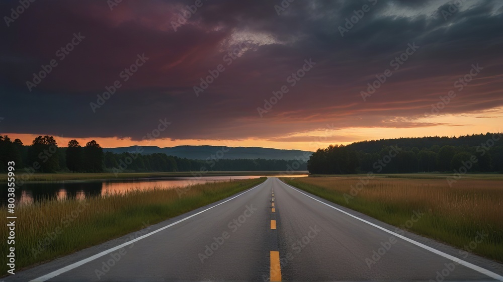 Naklejka premium sunrise over the lake