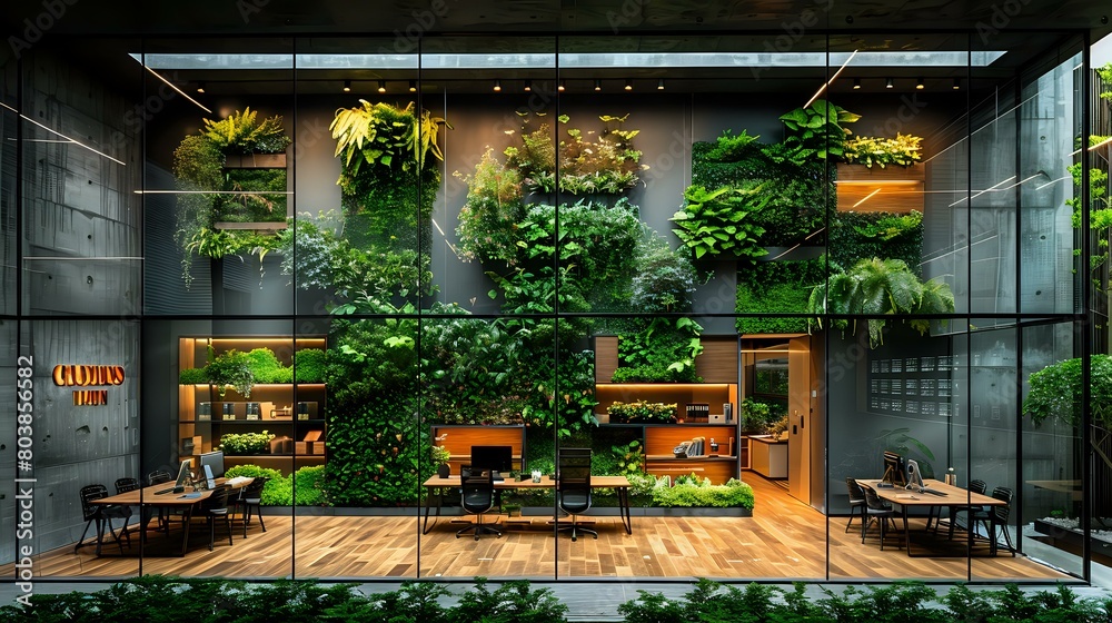 Nature-Inspired Office with Vertical Garden Nature-Inspired Office with Vertical Garden