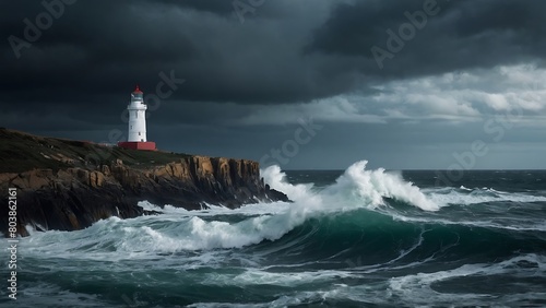 lighthouse on the coast Guiding Light Solitary Lighthouse