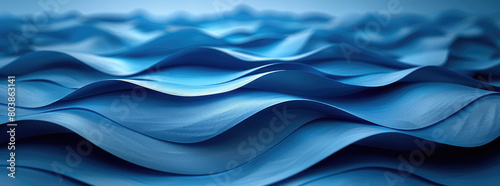 3D render of abstract background with blue wave and mountain shape in the style of. Created with AI