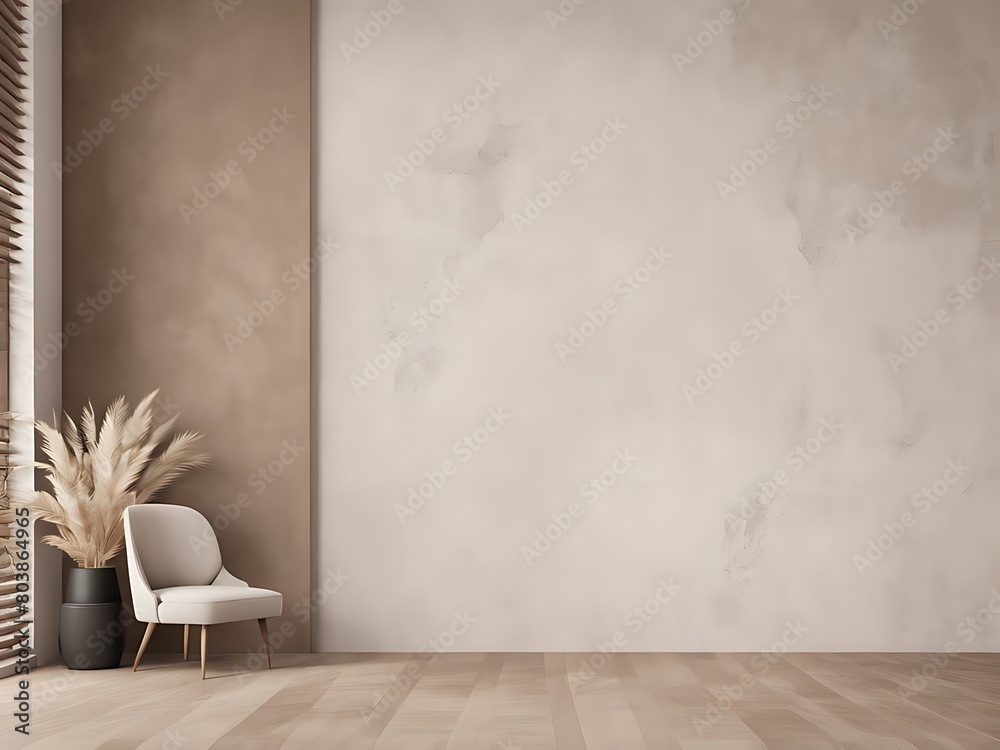 Light beige living room - modern interior hall and furniture design. Mockup for art - ivory taupe empty texture plaster microcement wall. Luxury premium nude accent lounge reception. 3d render Light beige living room - modern interior hall and furniture design. Mockup for art - ivory taupe empty texture plaster microcement wall. Luxury premium nude accent lounge reception. 3d render