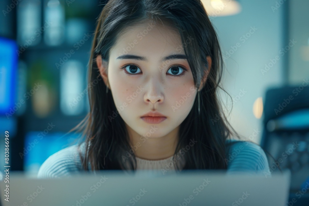 Portrait of a Young Asian Woman with a Serene Expression - Beauty, Diversity, Lifestyle