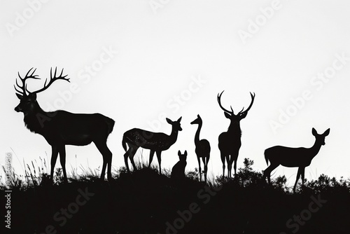 Silhouettes of animals in various poses