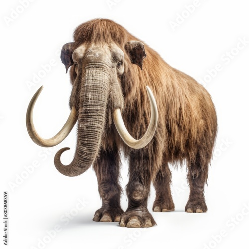 woolly mammoth, prehistoric mammals isolated on white background photo