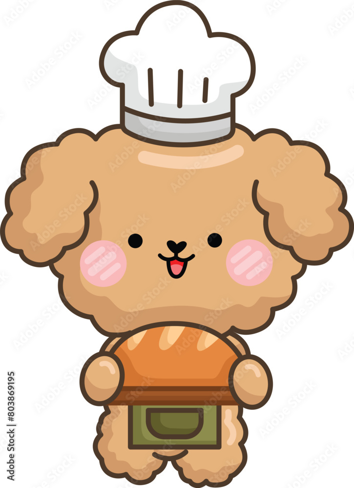 a vector of a cute poodle baking a bread a vector of a cute poodle baking a bread