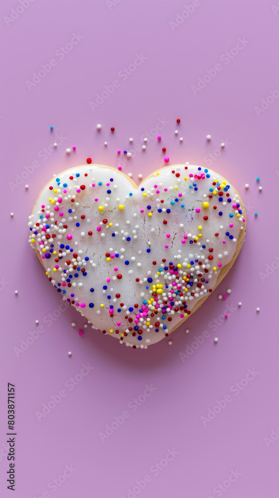 Heart-Shaped Cookie with Vibrant Sprinkles Heart-Shaped Cookie with Vibrant Sprinkles