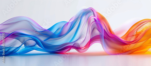 Dynamic waves of vibrant colors surge and recede over a pristine white surface, creating an energetic and captivating abstract composition that engages the senses, rendered flawlessly in high photo