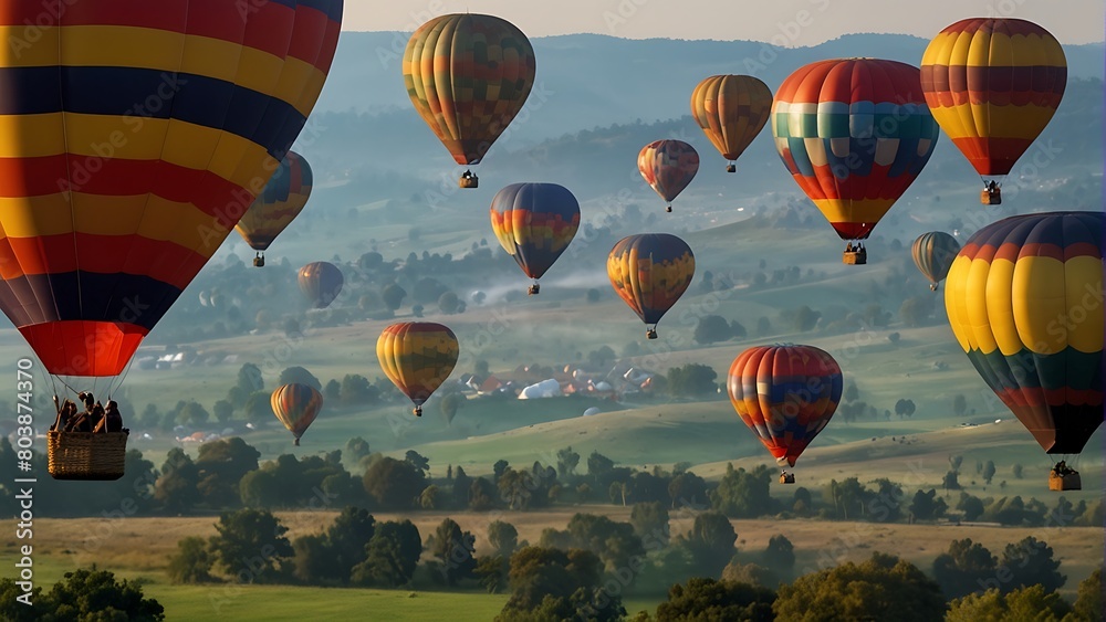 Fototapeta premium hot air balloon in flight Spectacular Balloon Fiesta Sky's Symphony 