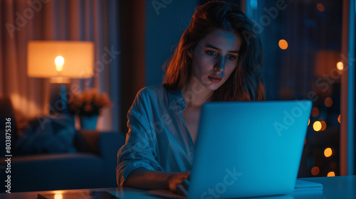 Stylish female working on the laptop
