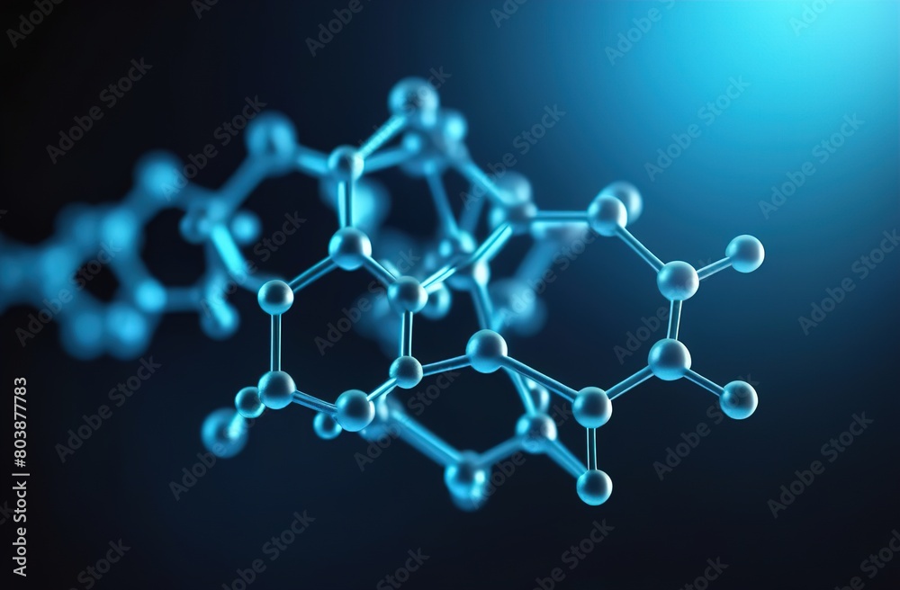 Turquoise viruses have a spherical shape, connected by tubes In space