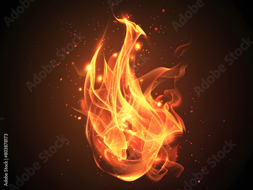 Nighttime blaze: Fiery inferno illuminates the darkness, casting warm orange hues against the black backdrop. Fiery Flames Background.