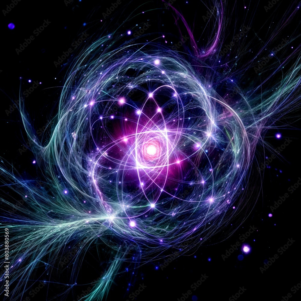 Purple Glowing Particle in Abstract Neural Theme Purple Glowing Particle in Abstract Neural Theme