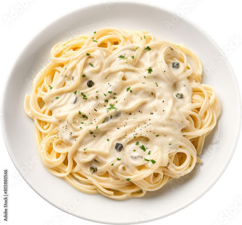 cream white sauce spaghetti cabonara isolated on white or transparent background transparency 