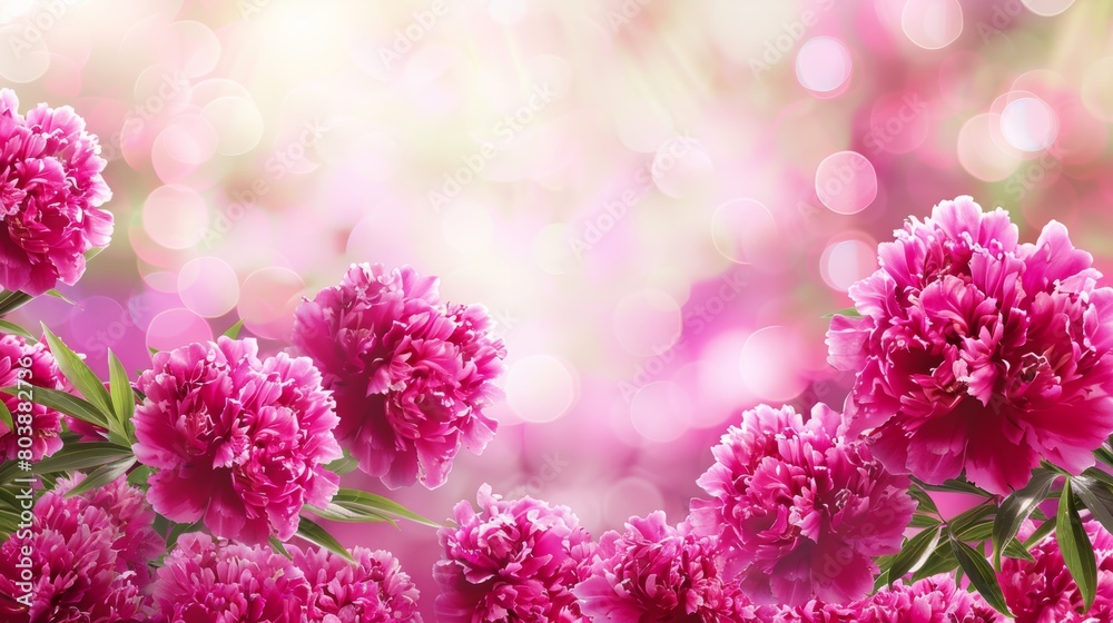 A cluster of vibrant pink peonies in focus against a blurred background A cluster of vibrant pink peonies in focus against a blurred background