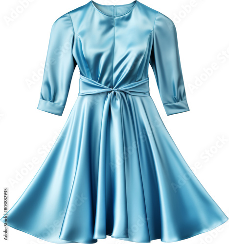 sky blue satin dress isolated on white or transparent background,transparency 