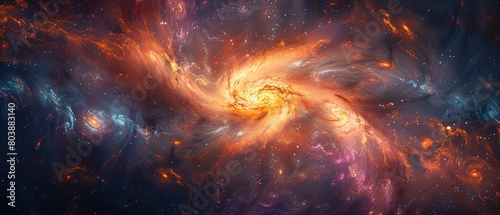 The image shows a beautiful spiral galaxy with bright orange center.