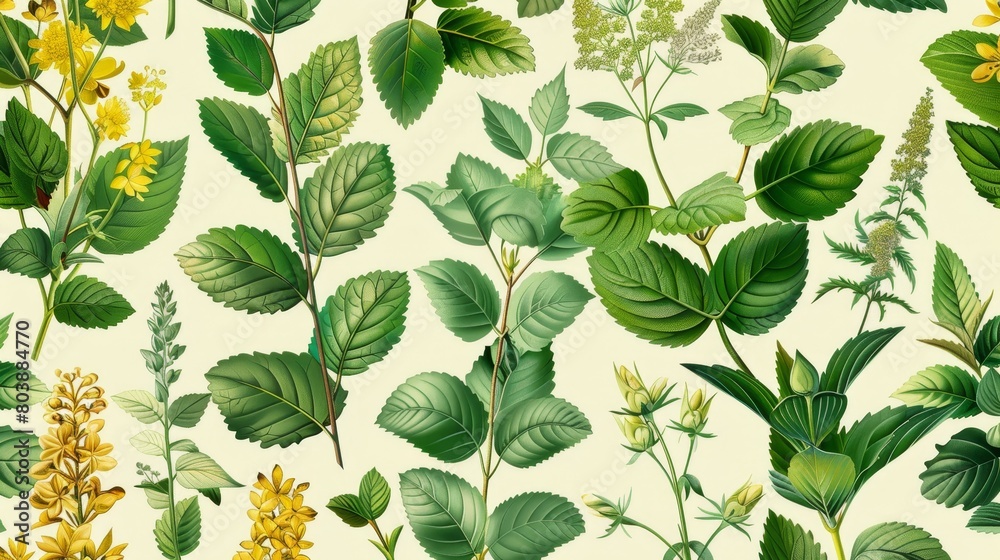 Fototapeta premium Medicinal plants pattern. Seamless pattern of medicinal plants