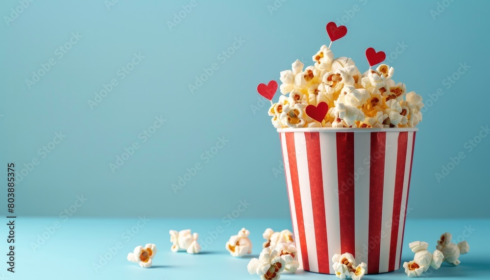Love Is Popping: Popcorn Bucket with Hearts Decor

