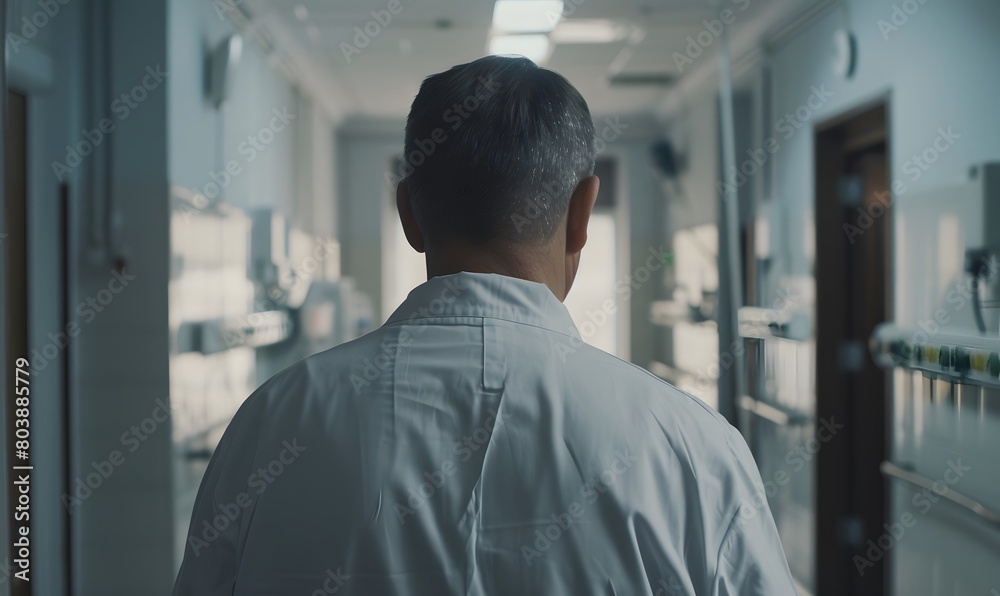a slavic middle aged doctor standing, Generative AI a slavic middle aged doctor standing, Generative AI