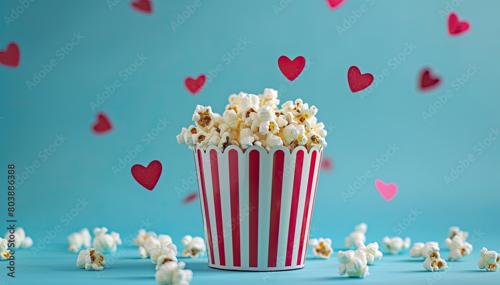 Love Is Popping: Popcorn Bucket with Hearts Decor
