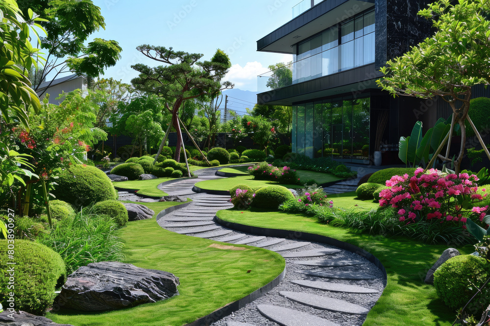 modern style home yard garden design