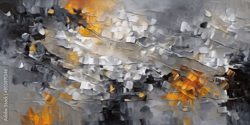 A dynamic abstract painting in shadese. The brushstrokes evoke a sense of movement and energy. © chick_david