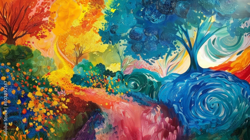 Naklejka premium Mystical Forest Watercolor Painting