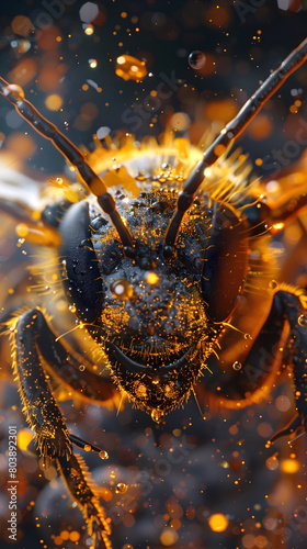 Captivating Macro Insect Portrait:Ethereal Iridescent Exoskeleton in Stunning Detail photo