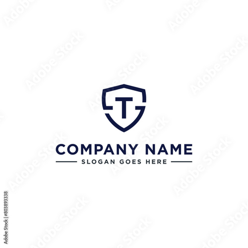 Initials Letter TS or ST linked overlapping Logo vector with letter N in the middle center of letter S shield badge-shape icon in blue deep color illustration
