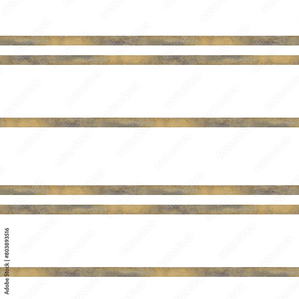 Seamless pattern of geometric stripes of golden beige ribbon from an old vintage writing set. Watercolor illustration for a template for Knowledge Day, Book Day, antique store Seamless pattern of geometric stripes of golden beige ribbon from an old vintage writing set. Watercolor illustration for a template for Knowledge Day, Book Day, antique store