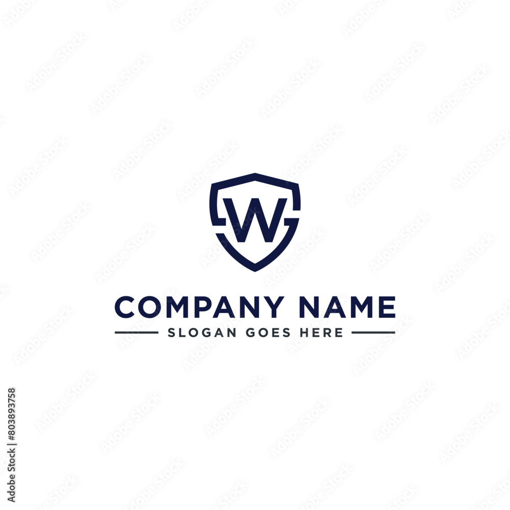 Initials Letter WS or SW linked overlapping Logo vector with letter N in the middle center of letter S shield badge-shape icon in blue deep color illustration
