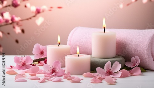 Gentle Radiance  Pink Flowers and Candle Mockup