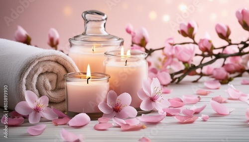 Blissful Serenity: Mockup Background with Delicate Candles