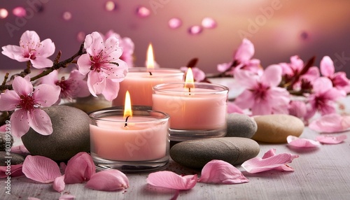 Harmony in Bloom  Candles and Pink Petals Mockup