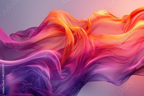 A colorful, flowing piece of fabric with a pink, orange, and purple hue.