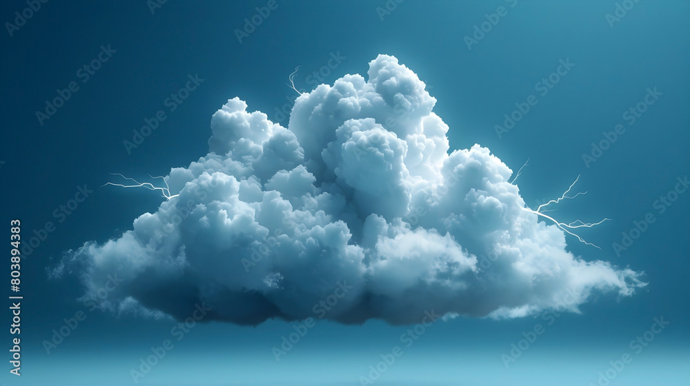 Naklejka premium Dramatic Thundercloud with Powerful Lightning Bolt - Cinematic 3D Rendering in Photographic Style