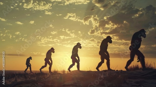 The evolution of man from ape to modern man