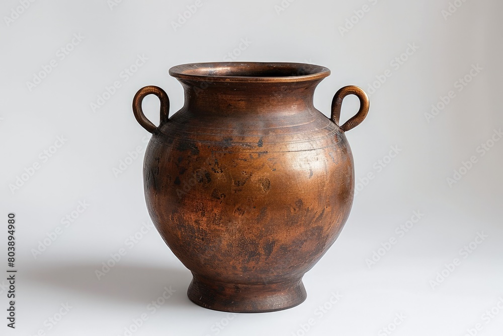 Brass pot on grey background