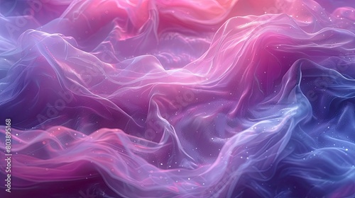 A colorful  flowing piece of fabric with a pink and purple hue. The image is abstract and has a dreamy  ethereal quality to it