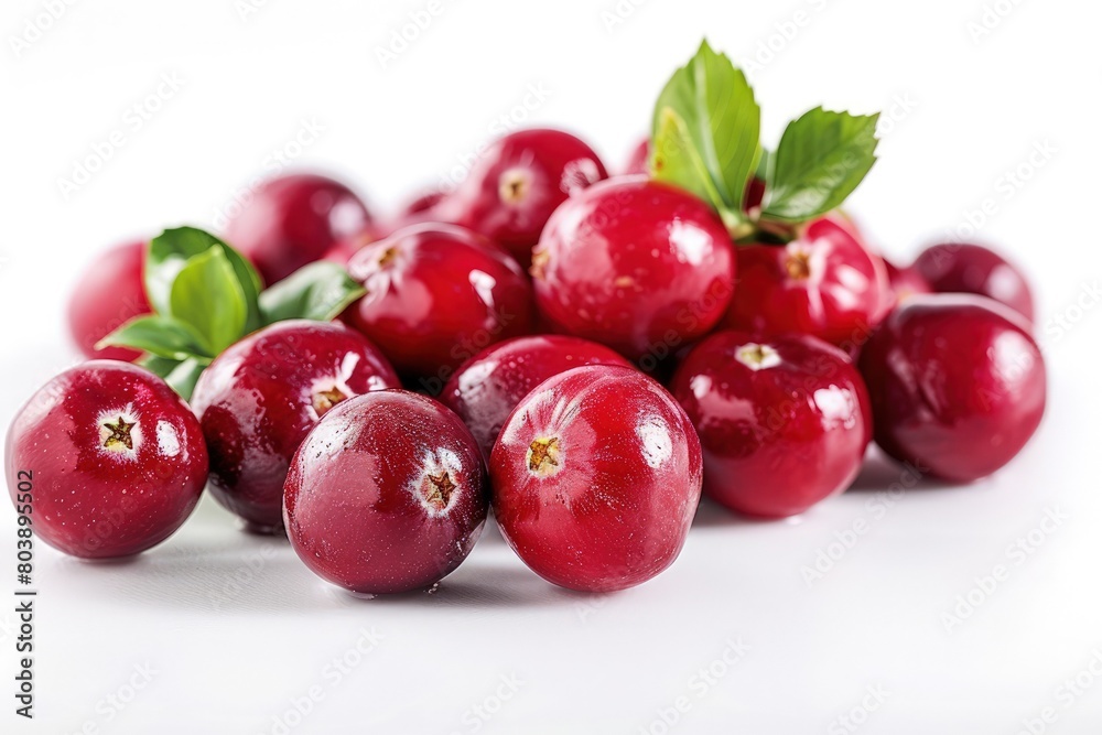 Red cranberries on a white background Red cranberries on a white background