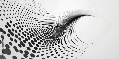 Abstract black and white halftone vector background with dots shaped as an arrow, representing growth or technology innovation concept on a white background. Vector illustration for web design, banner