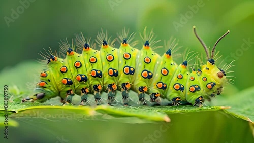 Macro view of a caterpillars metamorphosis, culminating in butterfly splendor photo
